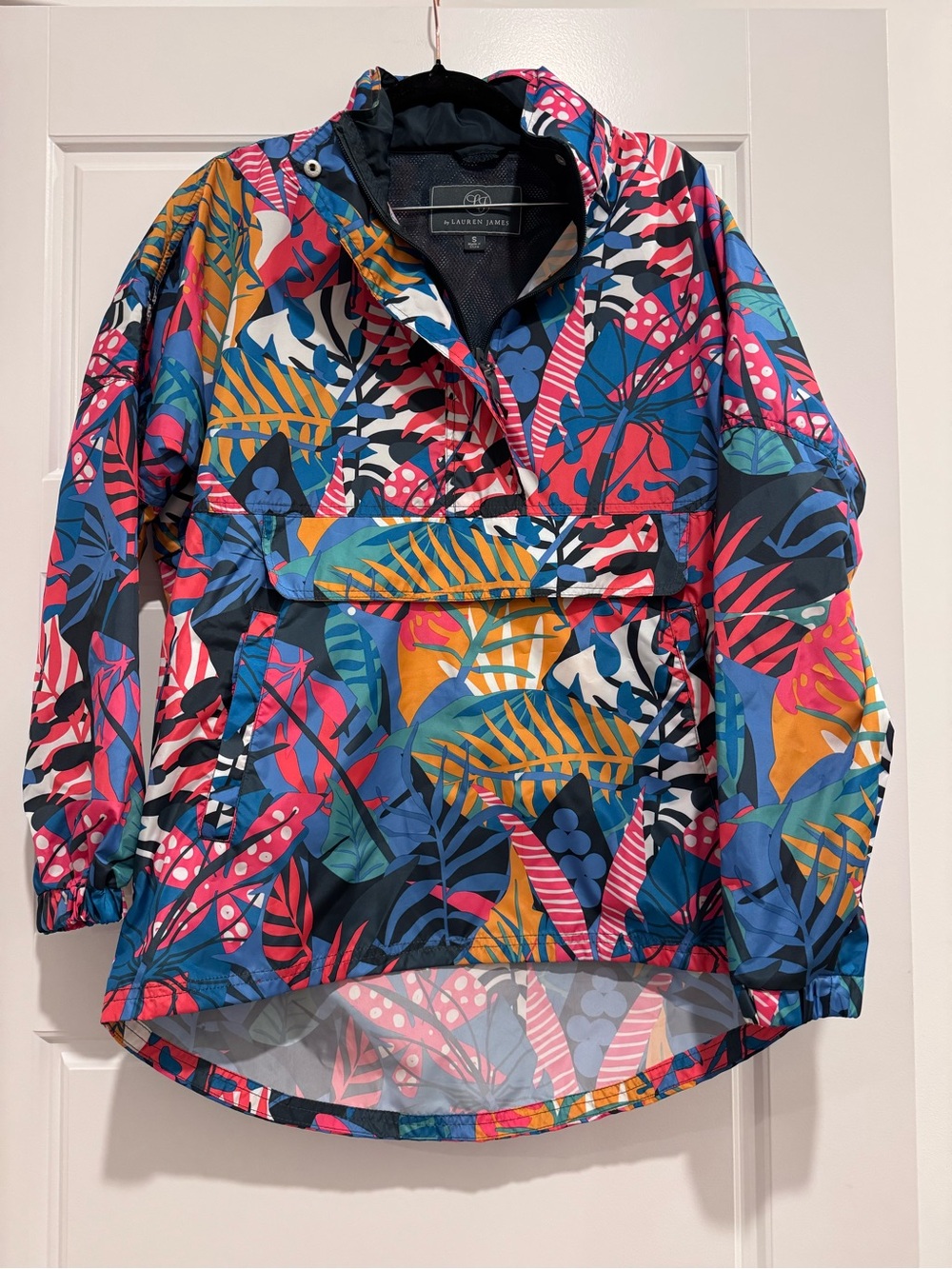 Lauren James Tropical Floral Anorak Windbreaker Pullover Jacket Size S - Picture 3 of 5